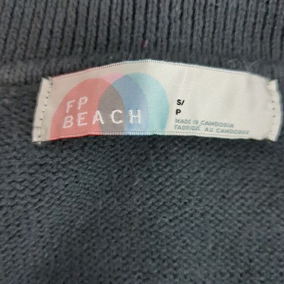 Free People Beach Drea Oversized Sweater Black Knit Boho Women's Small Pullover - Picture 5 of 5